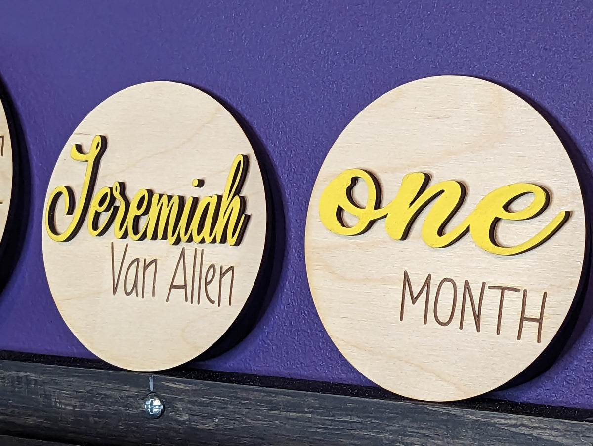 Stained Hello Disc Baby Milestone Discs – Hammer and Stain Medford