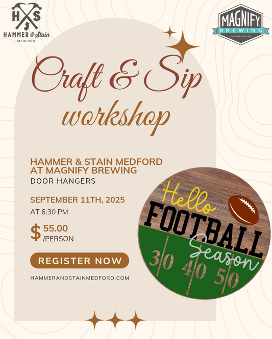 09/11/25 (6:30P) Football & Fall Doorhangers! (OFF-SITE - Magnify Brewing Co)